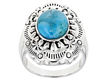 Picture of Mens Turquoise Rhodium Over Sterling Silver Ring