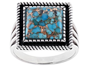 Mens Turquoise Rhodium Over Sterling Silver Ring