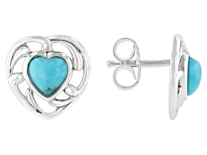 Childrens Turquoise Rhodium Over Silver Stud Earrings