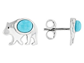 Childrens Turquoise Rhodium Over Silver Earrings