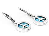 Turquoise Rhodium Over Sterling Silver Peace Sign Earrings