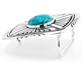 Blue Turquoise Silver Over Brass Belt Buckle