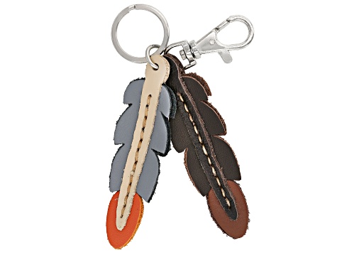 Faux Leather Feather Key Chain