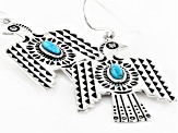 Turquoise  Rhodium Over Silver Eagle Earrings 0.01ctw