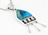 Blue Turquoise Rhodium Over Silver Enhancer With Chain