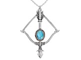 Turquoise Silver Tone Bow and Arrow Necklace