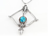 Turquoise Silver Tone Bow and Arrow Necklace