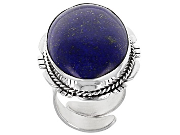Picture of Blue Lapis Rhodium Over Silver Statement Ring