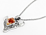 Spiny Oyster Shell Bull Head Rhodium Over Silver Pendant with Chain