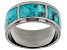 Blue Turquoise Black Rhodium Over Sterling Silver Men's Inlay Ring
