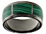 Green Malachite Black Rhodium Over Sterling Silver Men's Inlay Ring