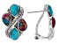 Blended Blue Turquoise & Purple Spiny Oyster Shell Rhodium Over Silver Earrings