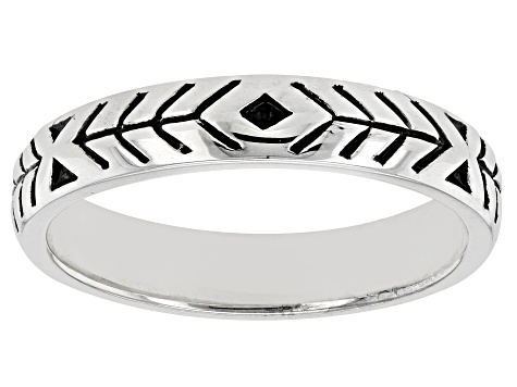 Rhodium Over Silver Band Ring