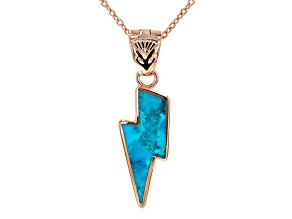 Blue Turquoise 18k Rose Gold Over Silver Enhancer With Chain