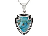 Blue Turquoise Rhodium Over Silver Arrow Pendant With Chain