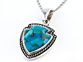 Blue Turquoise Rhodium Over Silver Arrow Pendant With Chain