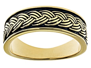 Mens 18k Yellow Gold Over Silver Braided Ring