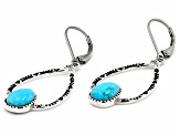 Blue Turquoise Rhodium Over Silver Earrings