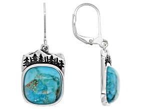 Blue Turquoise Rhodium Over Silver Mountain Earrings