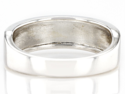 Rhodium Over Silver Oxidized Band Ring
