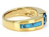 Blue Turquoise & Swiss Blue Topaz 18k Yellow Gold Over Silver Ring .70ct