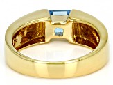 Blue Turquoise & Swiss Blue Topaz 18k Yellow Gold Over Silver Ring .70ct