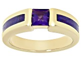 Purple Turquoise & Amethyst 18k Yellow Gold Over Silver Ring .53ct