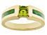 Green Turquoise & .59ct Peridot 18k Yellow Gold Over Silver Ring