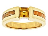 Citrine With Spiny Oyster Shell 18k Yellow Gold Over Silver Ring .49ct