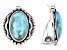 Blue Turquoise Rhodium Over Silver Clip-On Earrings