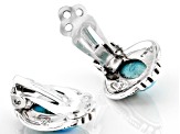 Blue Turquoise Rhodium Over Silver Clip-On Earrings