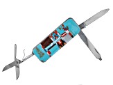 Blue Turquoise Simulant & Multi-Gem Simulant Silver Tone Money Clip With Tools