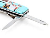 Blue Turquoise Simulant & Multi-Gem Simulant Silver Tone Money Clip With Tools