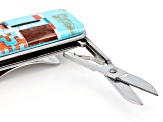 Blue Turquoise Simulant & Multi-Gem Simulant Silver Tone Money Clip With Tools