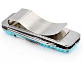 Blue Turquoise Simulant & Multi-Gem Simulant Silver Tone Money Clip With Tools