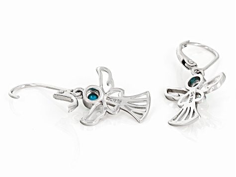 Blue Sleeping Beauty Turquoise Rhodium Over Silver Angel Earrings