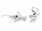 Blue Sleeping Beauty Turquoise Rhodium Over Silver Angel Earrings