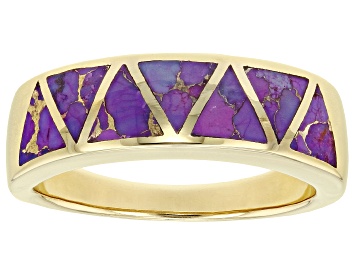 Picture of Purple Turquoise 18k Yellow Gold Over Silver Band Ring