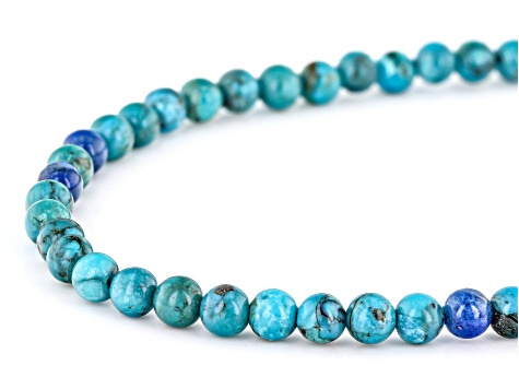Blue Turquoise & Denim Lapis Lazuli Silver Bead Necklace