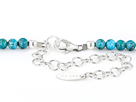 Blue Turquoise & Denim Lapis Lazuli Silver Bead Necklace