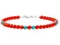 Red Coral & Turquoise Silver Bead Bracelet