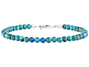 Blue Turquoise & Denim Lapis Lazuli Silver Bead Bracelet