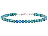 Blue Turquoise & Denim Lapis Lazuli Silver Bead Bracelet