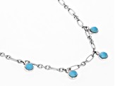 Blue Turquoise Rhodium Over Silver Station Paperclip Necklace 3.5mm