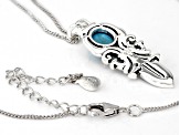 Blue Sleeping Beauty Turquoise Rhodium Over Silver Pendant W/ Chain