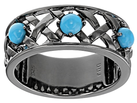 Sleeping Beauty Turquoise Black Rhodium Over Silver Band Ring