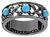 Sleeping Beauty Turquoise Black Rhodium Over Silver Band Ring