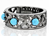 Sleeping Beauty Turquoise Black Rhodium Over Silver Band Ring