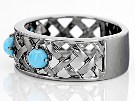 Sleeping Beauty Turquoise Black Rhodium Over Silver Band Ring