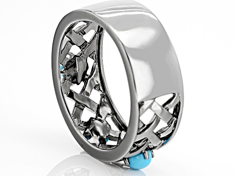 Sleeping Beauty Turquoise Black Rhodium Over Silver Band Ring